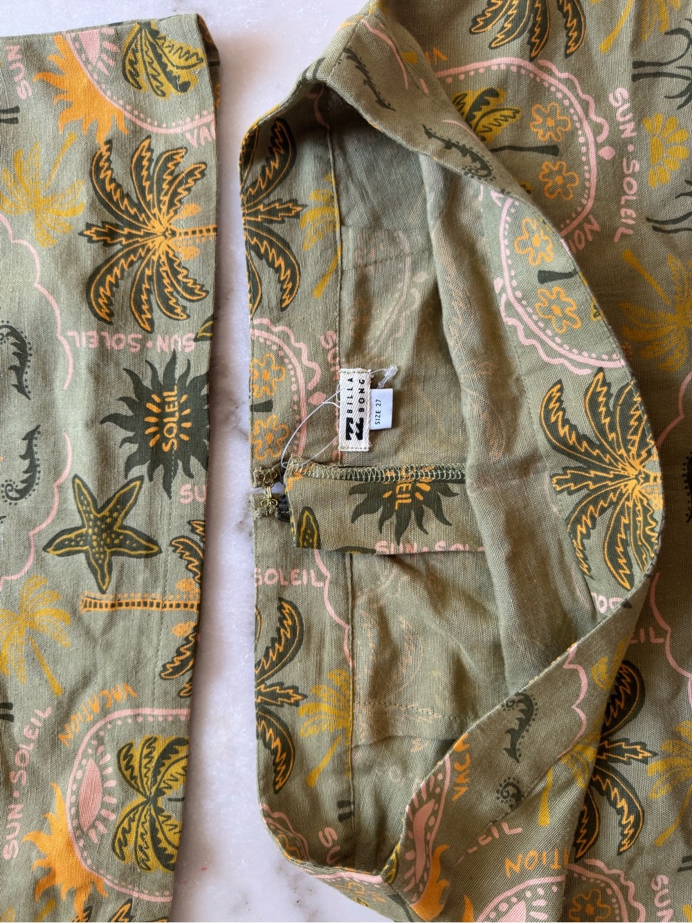 Billabong Olive Green Tropical Print Mini Skirt & Top Set - Picture 7 of 8